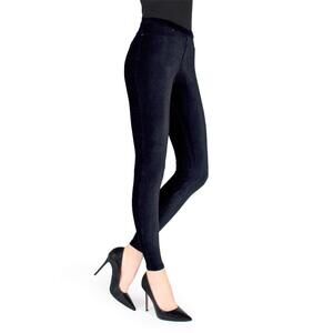 MeMoi Thin-Rib Slim-Cut Stretch Corduroy Leggings Navy L-XL